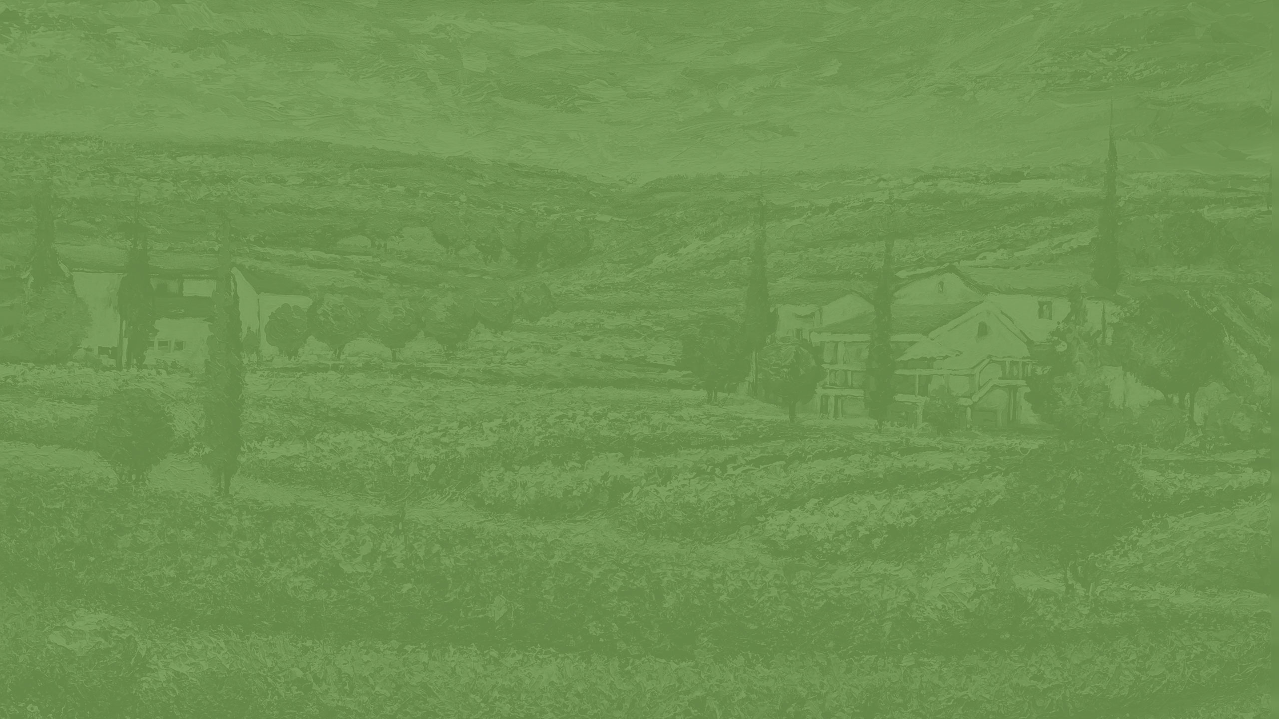 רקע ירוק עם נוף של בתים ועצים